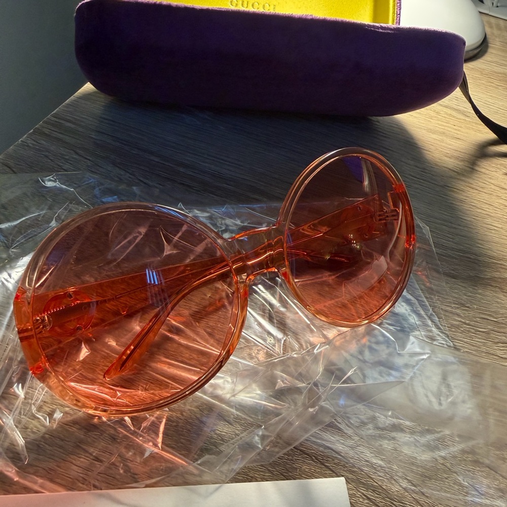 Gucci Oversized Orange/Red Sunglasses NWT $750 - Picture 7 of 13